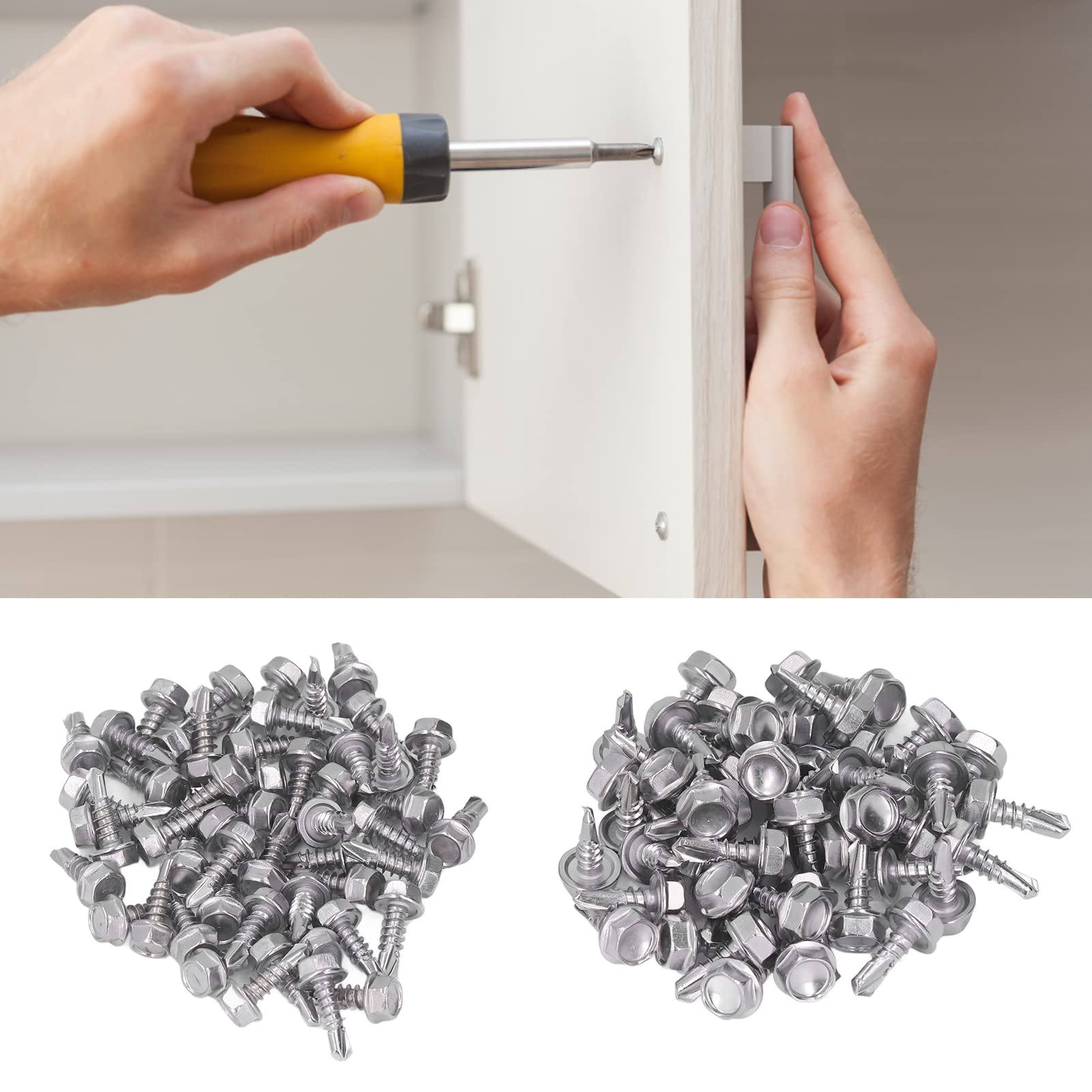 Lote De 100 Tornillos Autorroscantes De Cabeza Lenticular 4.2 Mm, Acero Galvanizado, Largos 19 A 32 Mm