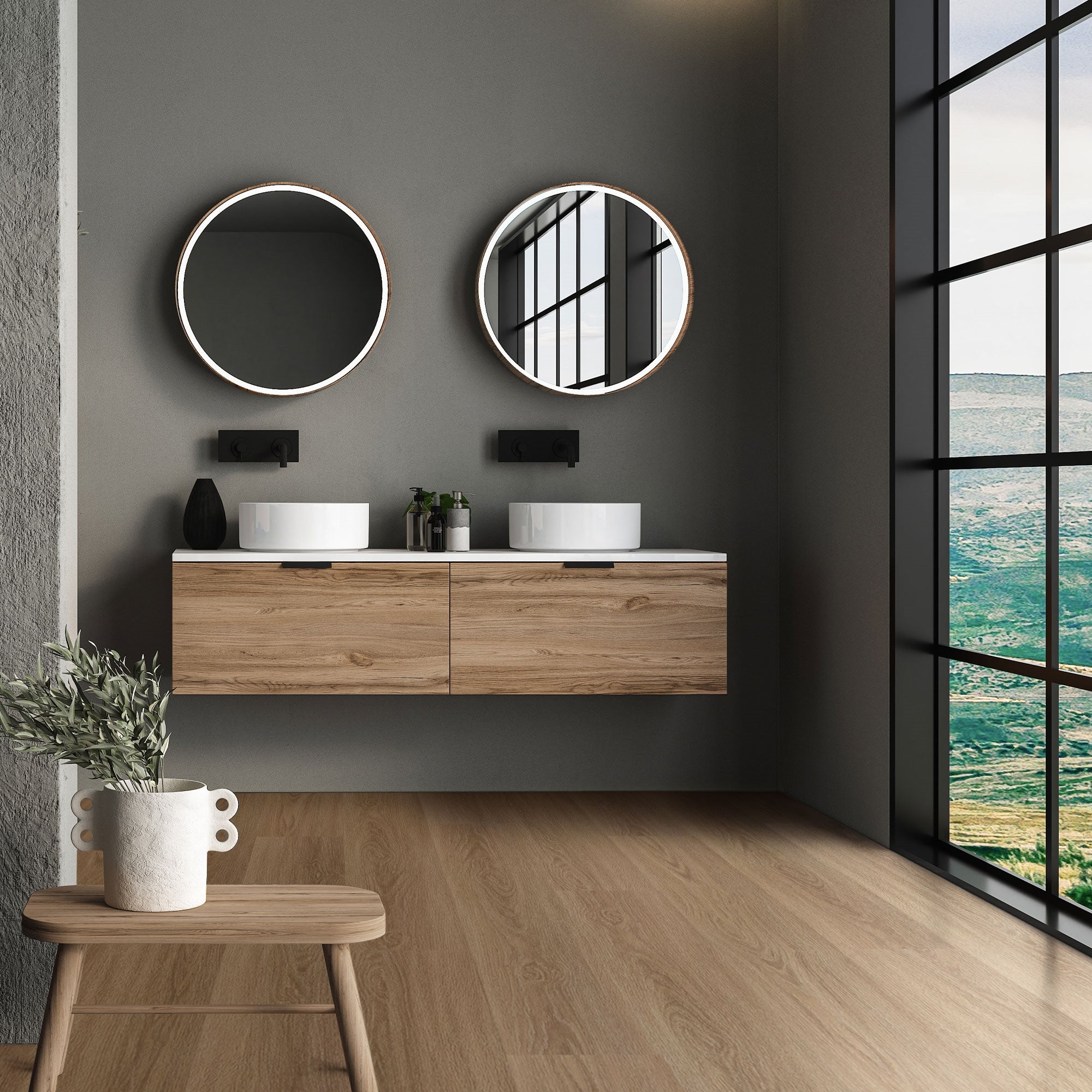 Revêtement de sol clipsable en vinyle 122cm x 18cm x 4,2mm 3,08m²/14 planches chêne marron golden hour imitation parquet pvc étanche classe charge 34 - 5