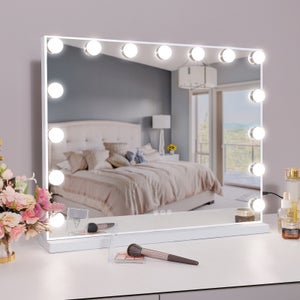 Miroir de maquillage hollywood coiffeuse mural avec lumineux 58x46cm Leroy Merlin Les bons plans des petits projets avant l'été