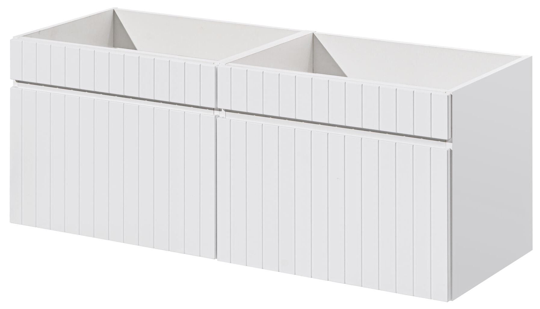 Szafka łazienkowa ICONIC White 120 cm wisząca biała ryflowana szuflady