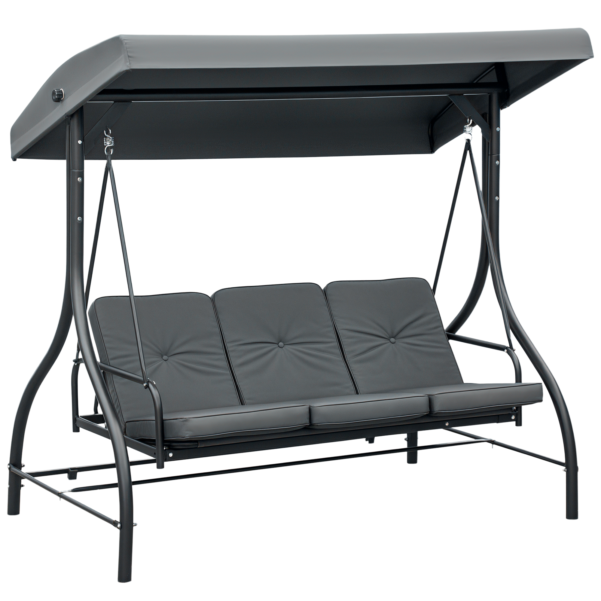 Balancelle de Jardin 3 Places Convertible Inclinaison Toit réglable Matelas Grand Confort Rembourrage cm 7 fourni - 3