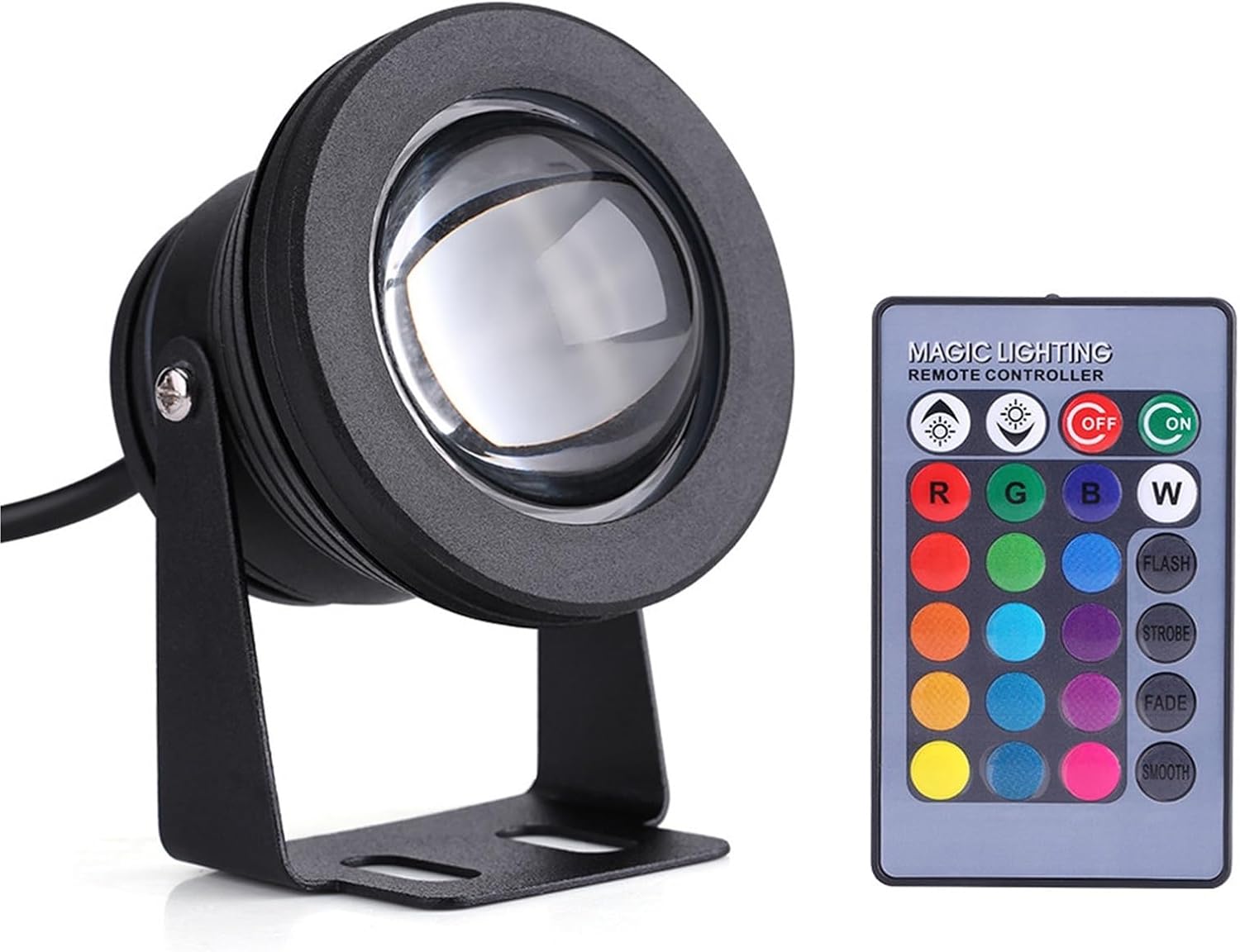 10W RGB Zanurzalny reflektor LED do basenu i fontanny ogrodowej, czarny