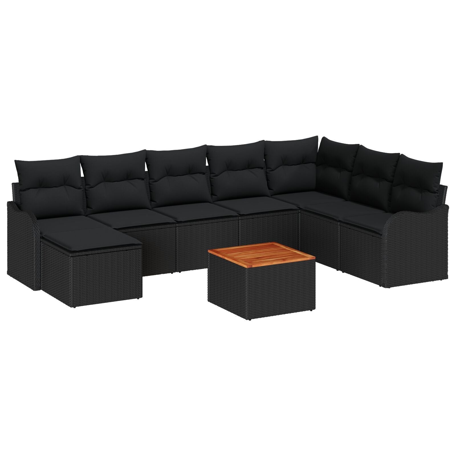 Zestaw Sof na Ogród z poduszką 9 pcs Czarny polirattan vidaXL
