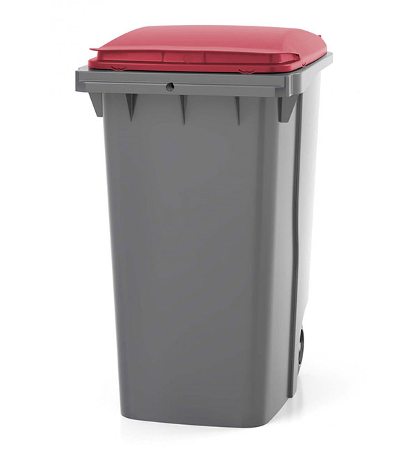 Contenitore per rifiuti da 360 litri con maniglia frontale - coperchio verde cachi - 620 x 850 x 1095 mm - 210006GAGA/VK - 5