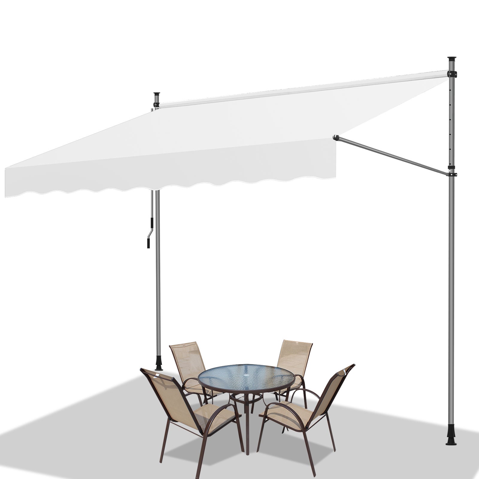 Toldo de balcón toldo retráctil manual toldo de balcón con manivela resistente a los rayos uv blanco lechoso 2m