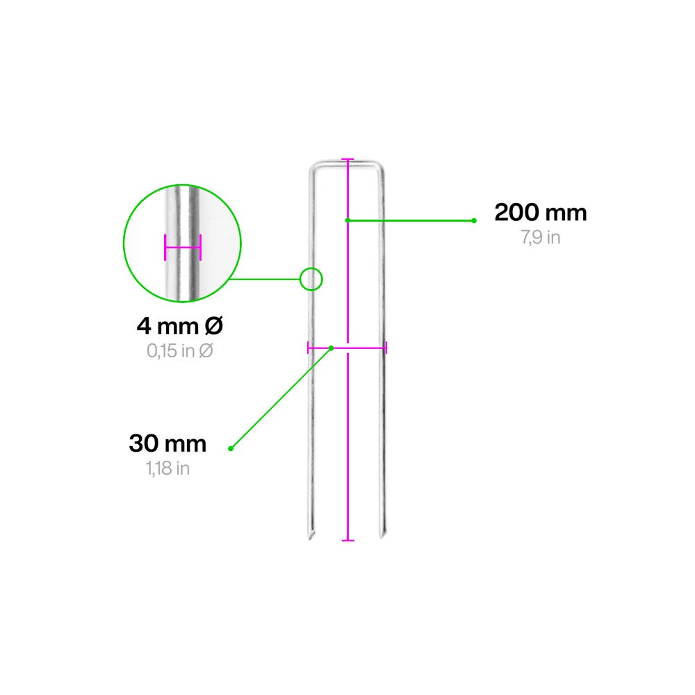 25 Picchetti Telo Pacciamatura In Acciaio Zincato - 170x30mm Per Giardino - Foto 3