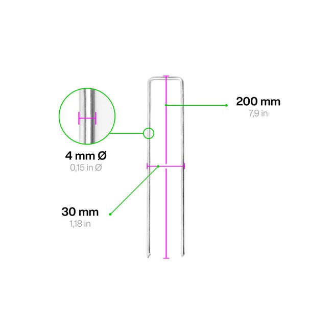 25 Picchetti Telo Pacciamatura In Acciaio Zincato - 170x30mm Per Giardino - Foto 3