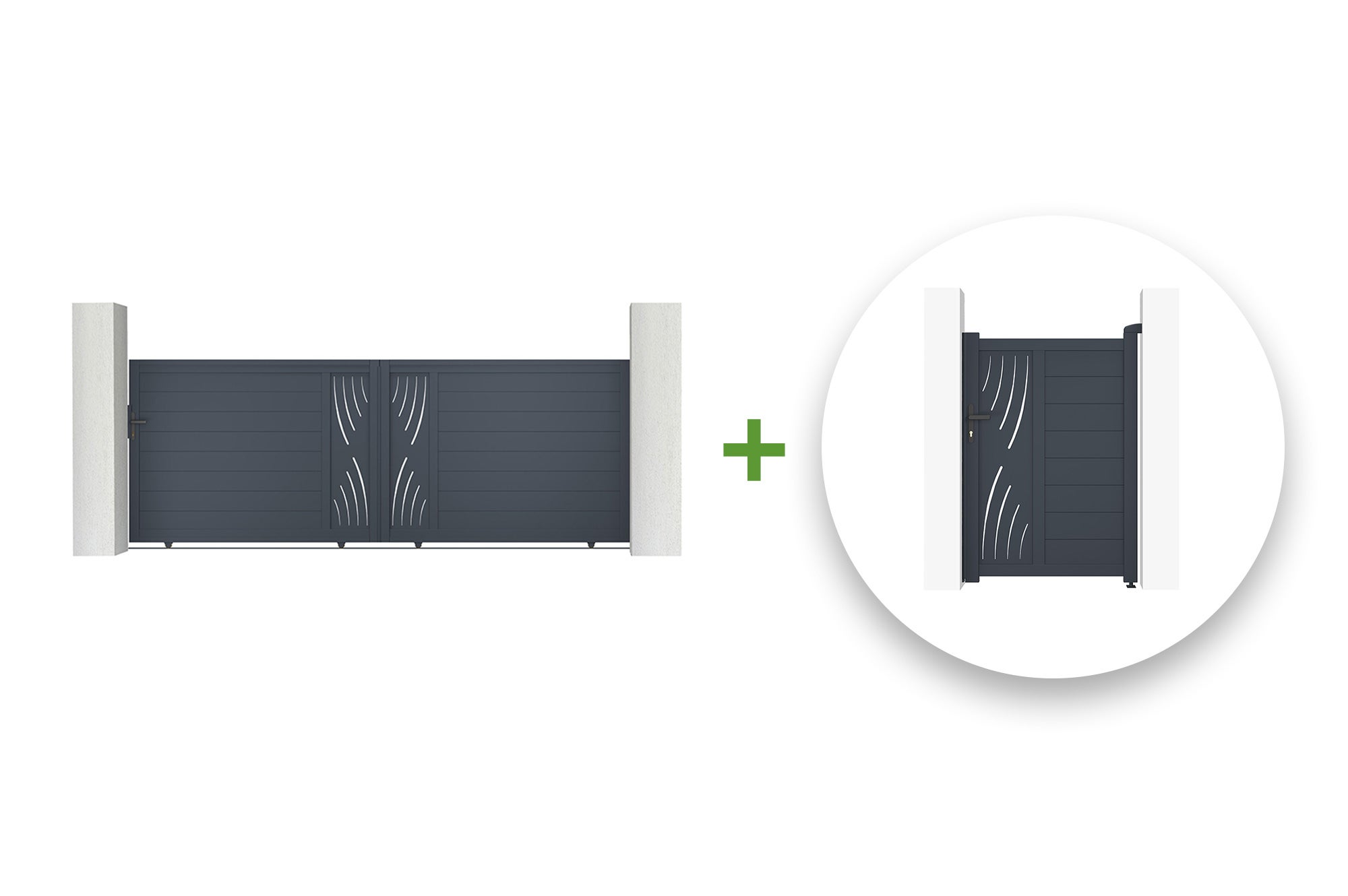 Pakiet brama przesuwna 4m VELETA 400C140 + 2 słupki EIFEL wys. 166cm szary