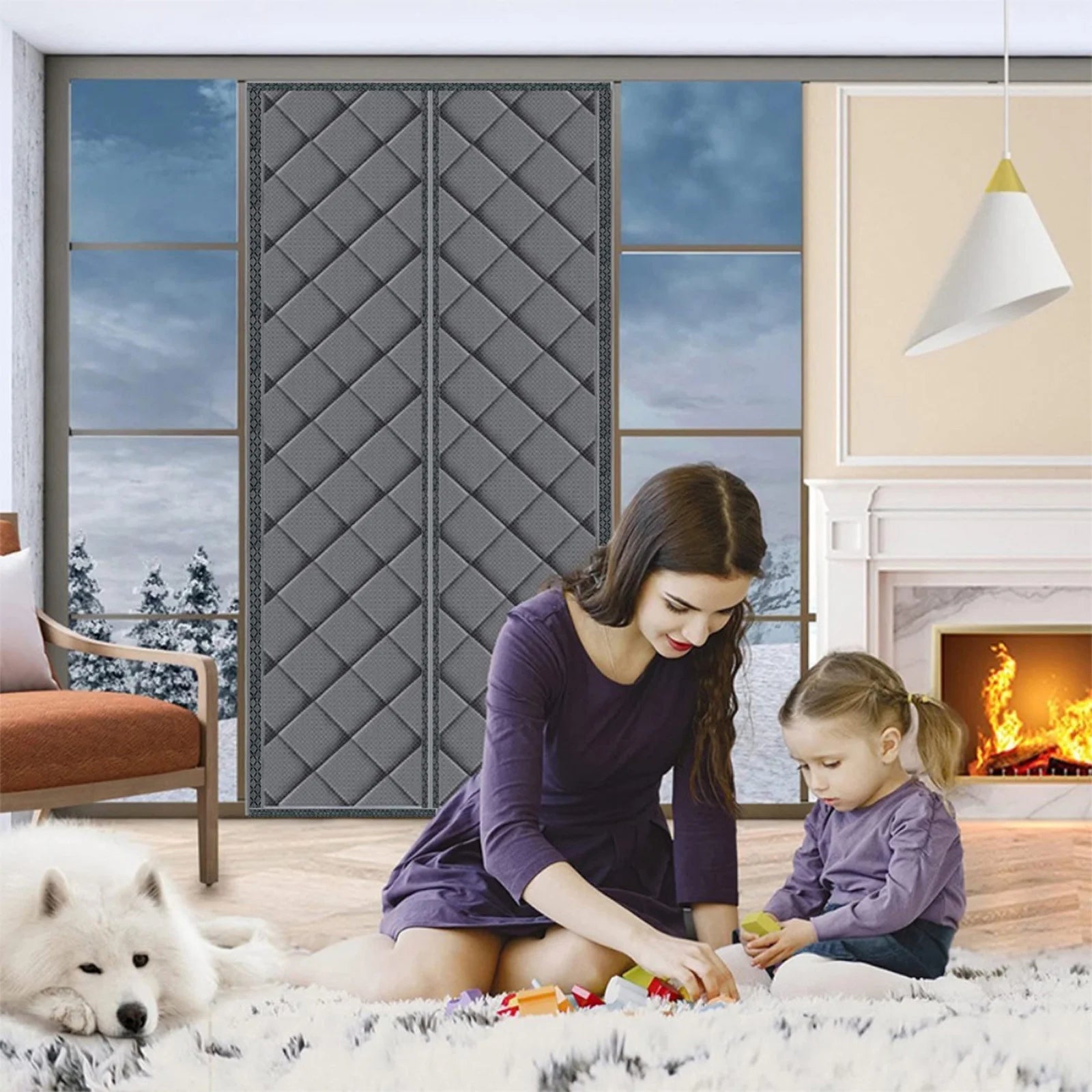 Rideau de porte magnétique isolant, rideau de porte épais en tissu Oxford isolant thermique, adapté aux portes d'entrée/de grenier en hiver - 2
