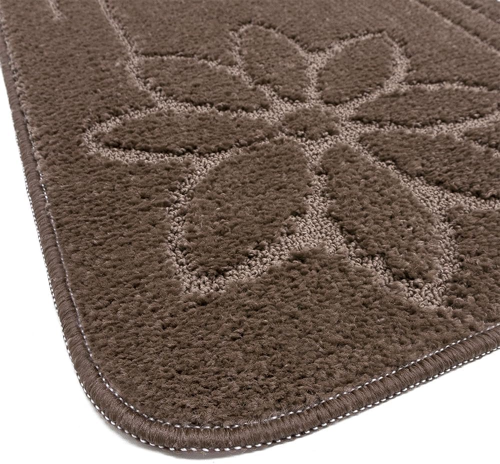 Tapete Banho Cor Sólida Antiderrapante Absorvente Tapete De Cabeceira 100% Fabricado Em Itália Castanho 50x110cm - 2