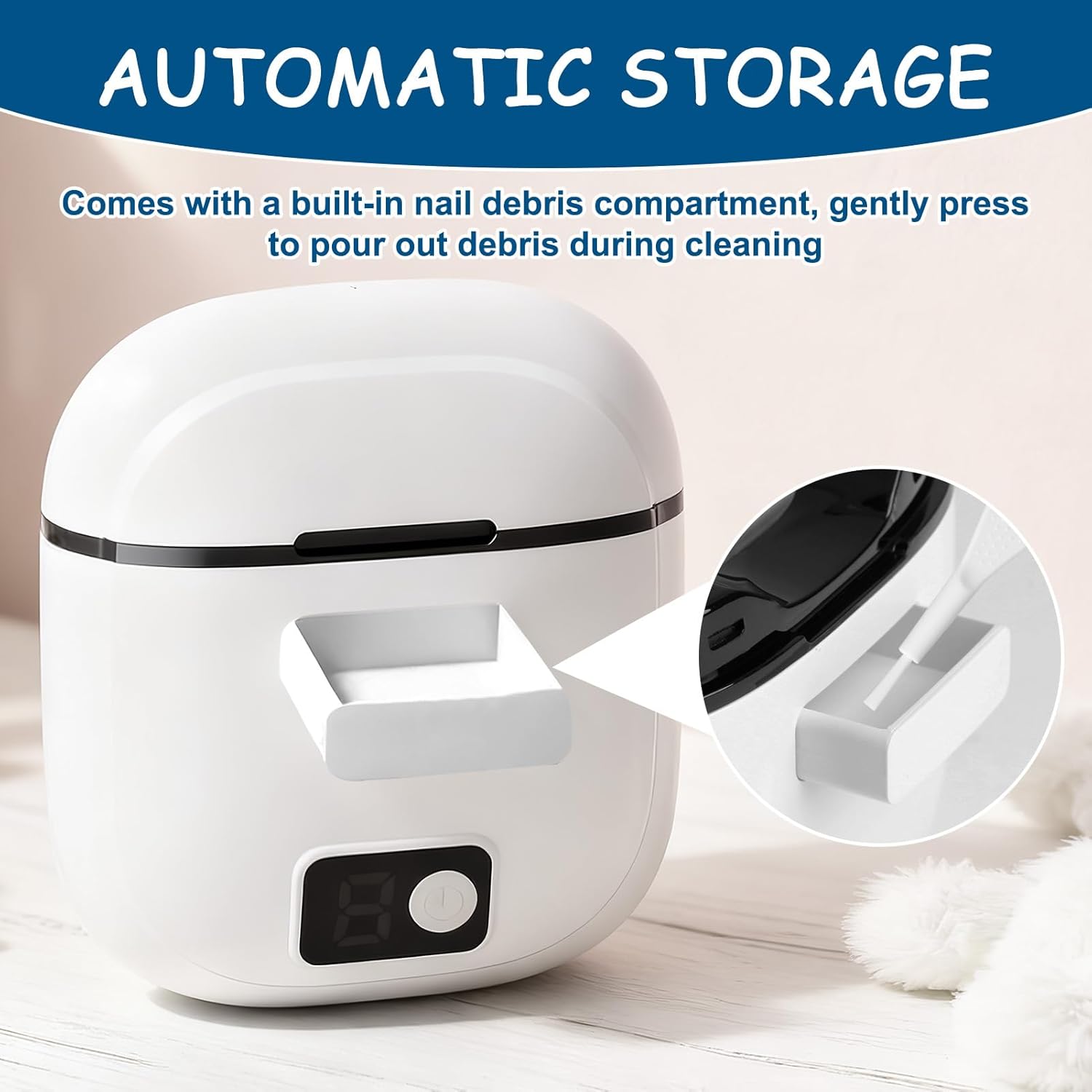Coupe Ongle Electrique, Rechargeable USB Coupe-Ongles Automatique avec 3 Vitesses, Coupe et Meulage Automatiques, Lumière LED, Rangement Automatique - 4