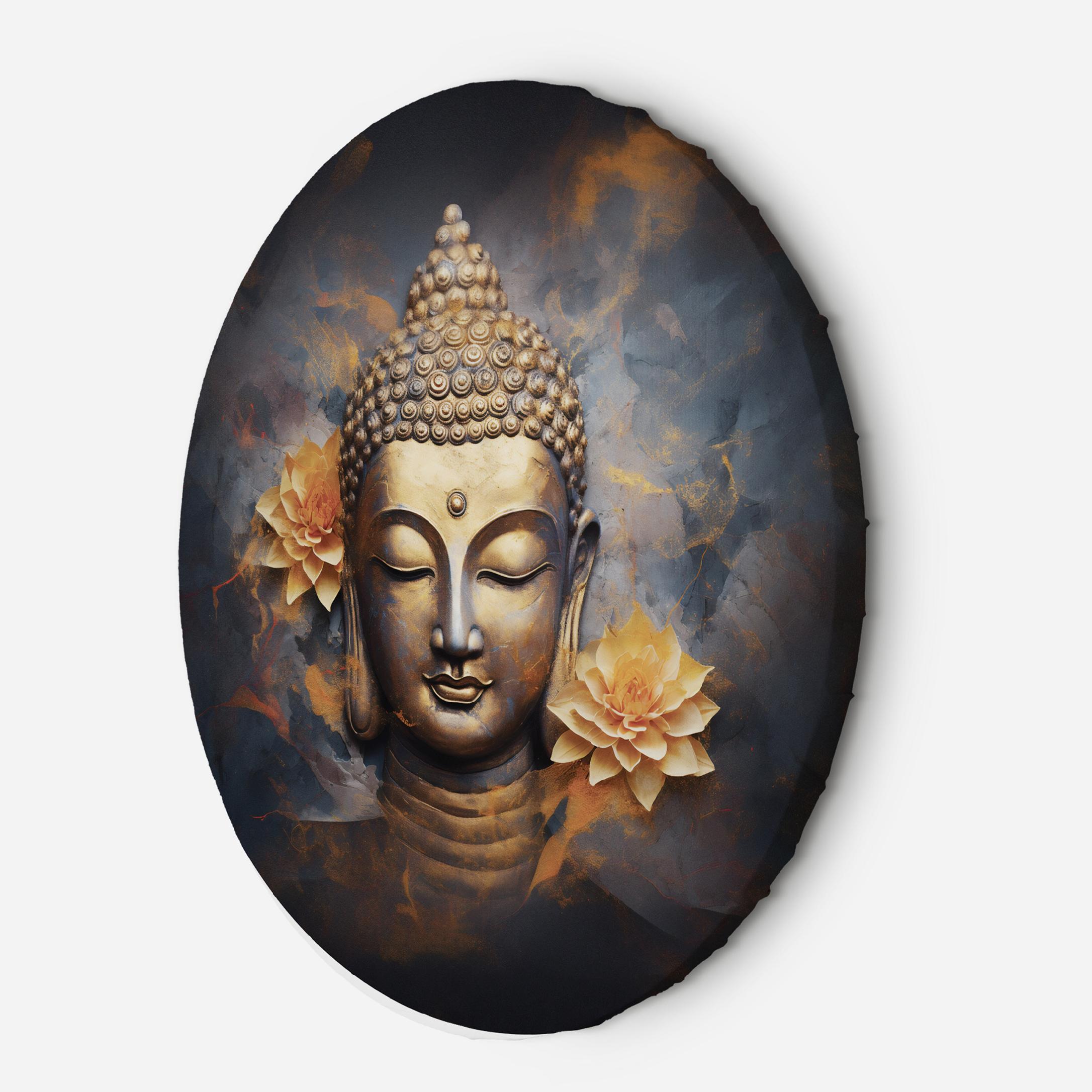 Okrągly obraz, Złoty budda abstrakcja 60x60