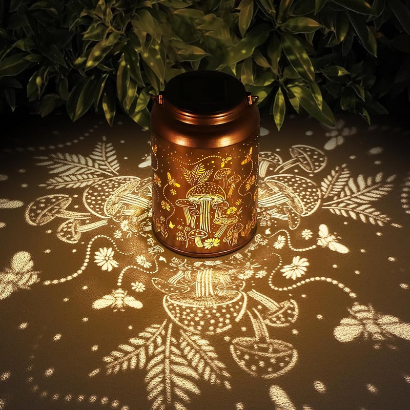 Solarna latarnia w kształcie grzyba wodoszczelna lampa solarna do zawieszenia na zewnątrz wodoszczelność ciepłe światło odpowiednia ogrodu podwórku