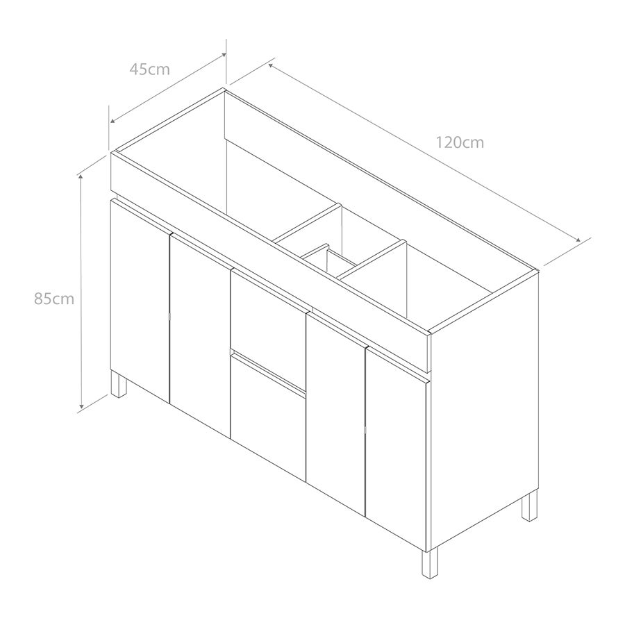 Meuble de salle de bain 120cm double vasque sur pieds avec portes et tiroirs - cambrian (chêne clair) - HARO - 5