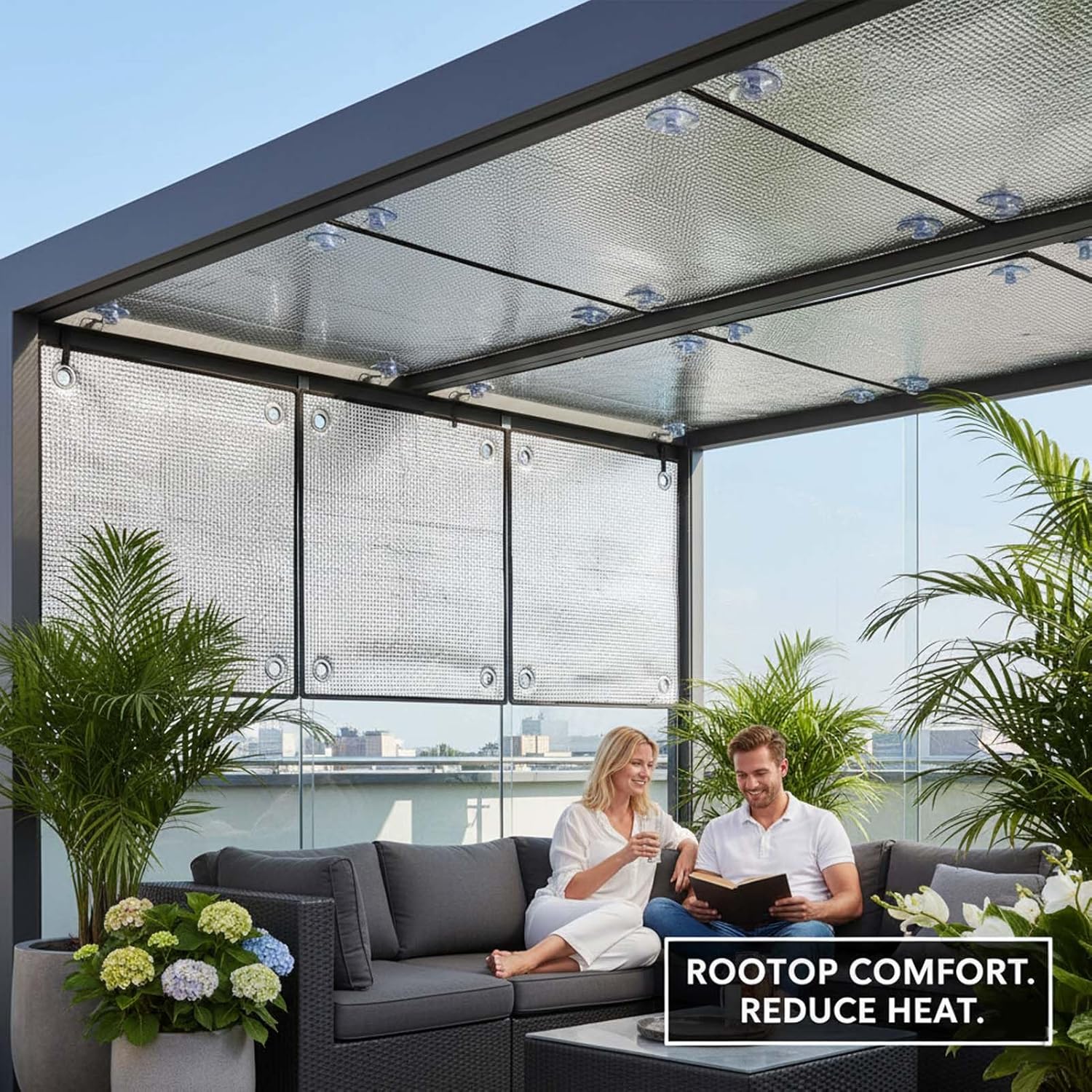 Film Isolant en Aluminium pour Fenêtre avec Ventouses, Rideau Réfléchissant Anti-Chaleur, Film Pare-Soleil Thermique, Couverture De Fenêtre pour Maiso - 4