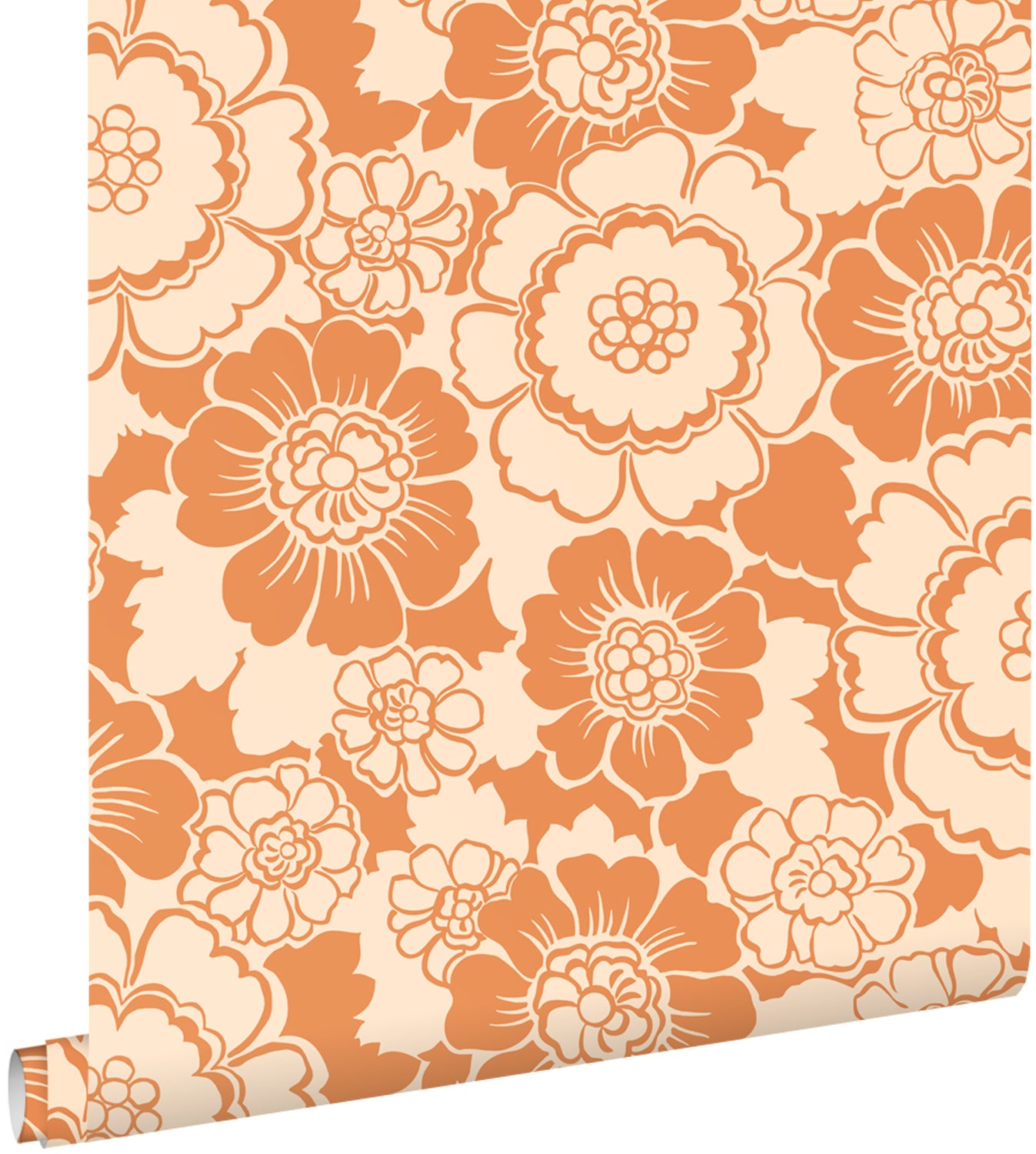 Tapeta retro kwiaty pomarańczowym - 50 x 900 cm - ESTAHOME