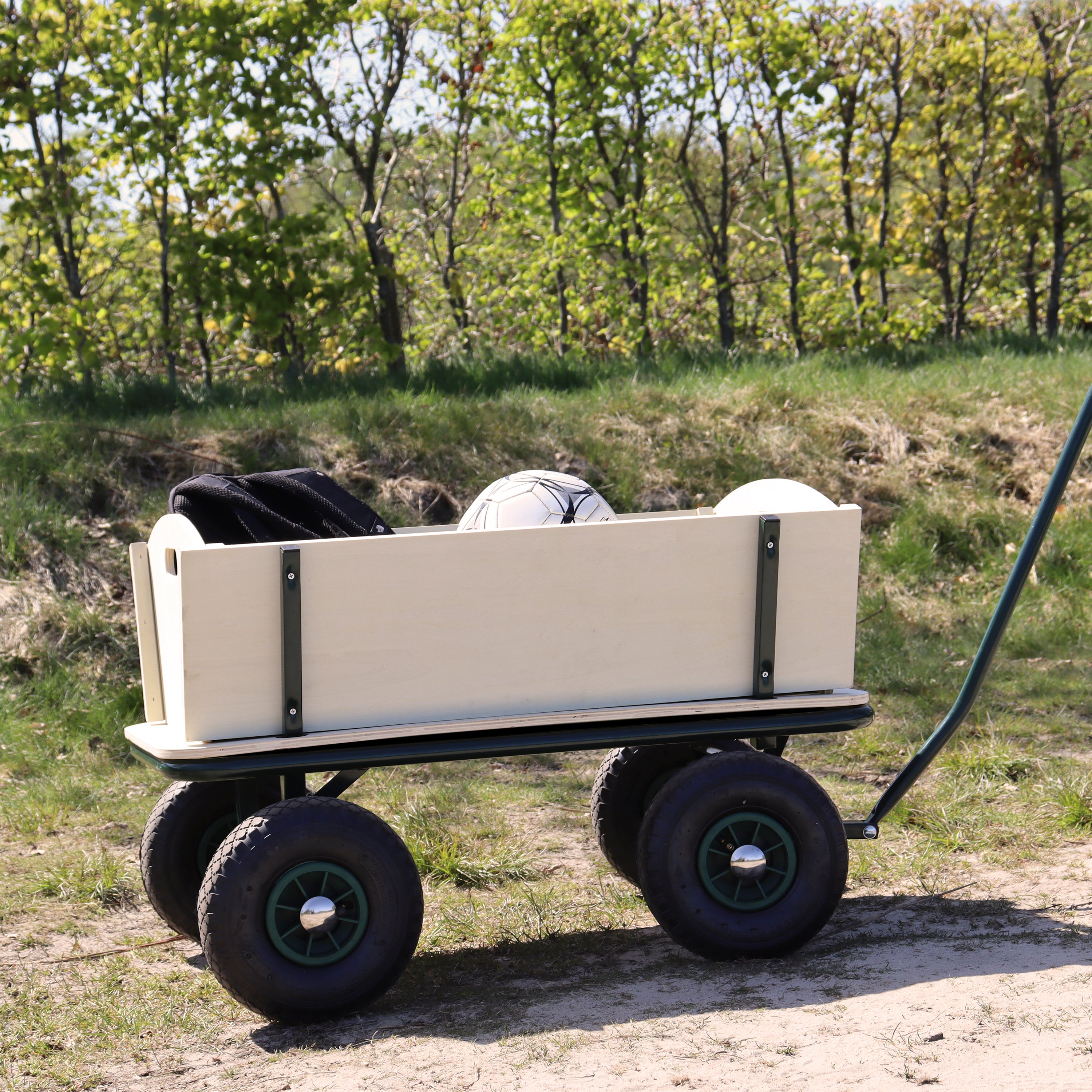 SUNNY Billy Chariot de Jardin, Bois - Vert - 94x61x97cm/100 kilos max | 4 Roues - 6