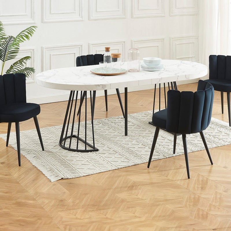 Zestaw 6 krzeseł z weluru i metalu - Czarny - PRANILA Pascala Morabito