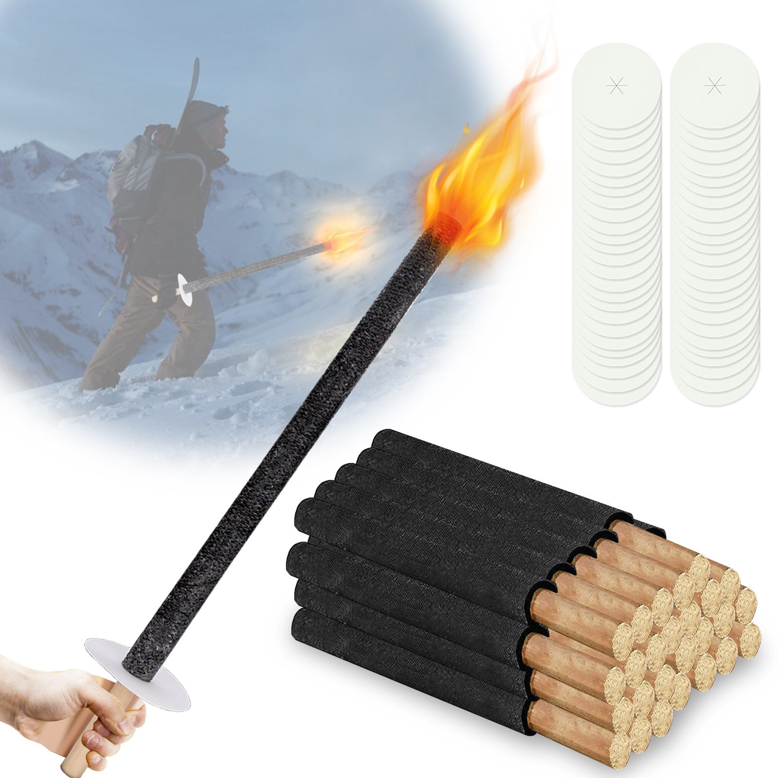 Zestaw 200 pochodni ogrodowych z wosku Pochodnie z naturalnego wosku z długą rączką o długości 42 cm