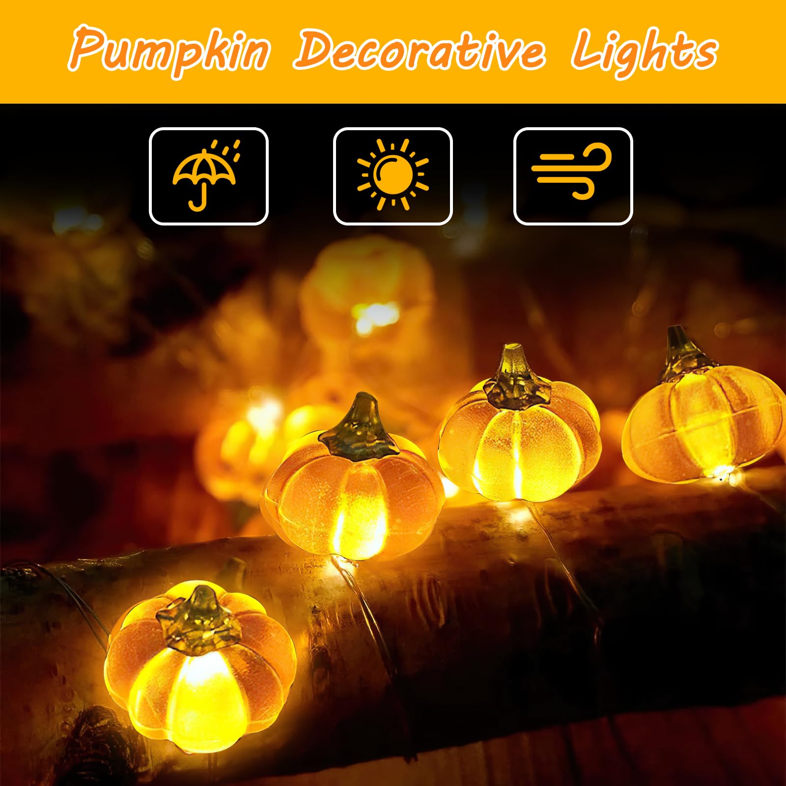 Jesienna girlanda, Dynie Girlanda Świąteczna Jesienna na Halloween, imprezę, dynię, dekoracje świąteczne (Pomarańczowy A)