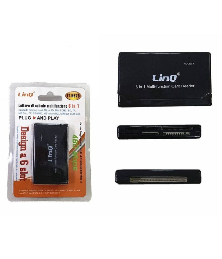 Trade Shop - Lettore Schede Di Memoria Memory Card 6in1 Sd Tf Micro Sd Rs Mmc It H578 Esterno 89594494 - Foto 7