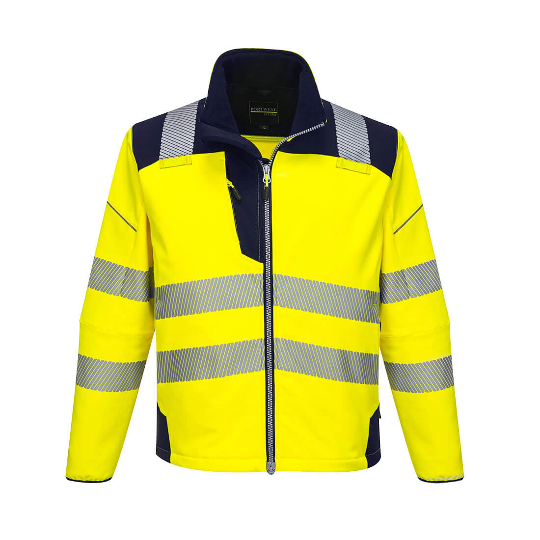 Portwest - Softshell de travail PW3 haute visibilité classe 2 ou 3 - Jaune / Bleu Marine - 3XL - 4