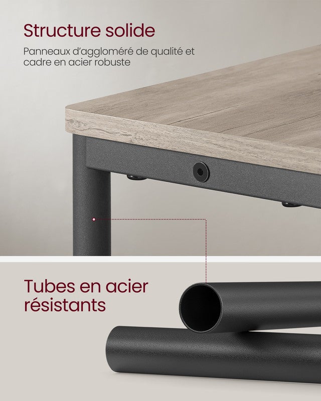 Table d'Appoint Fine avec Multiprise, Table de Chevet à 3 Niveaux, Bout de Canapé, pour Petits Espaces, Grège Chiné et Noir d'Encre - 6