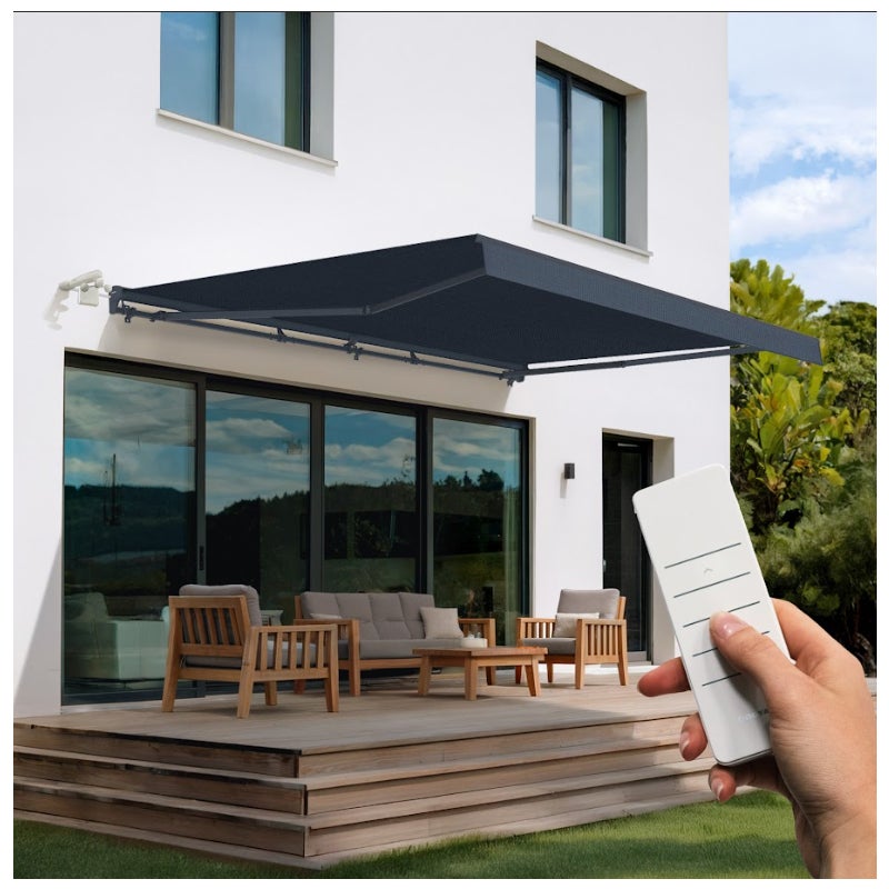 Markiza FAZZIO 5x3m szara, półkasetowa, z napędem silnikowym