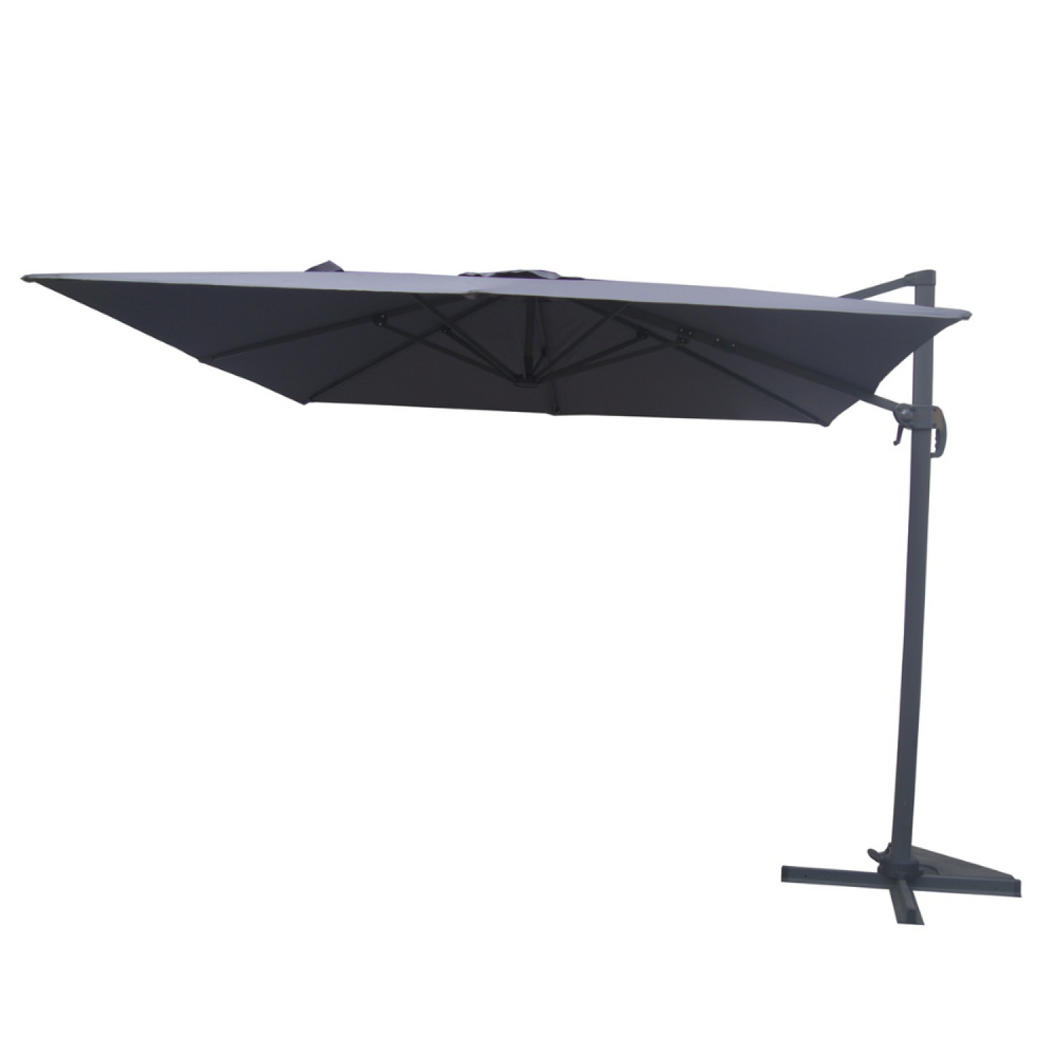 Parasol gris déporté carré 3 x 3 m rotatif à 360 PALATINO - 5