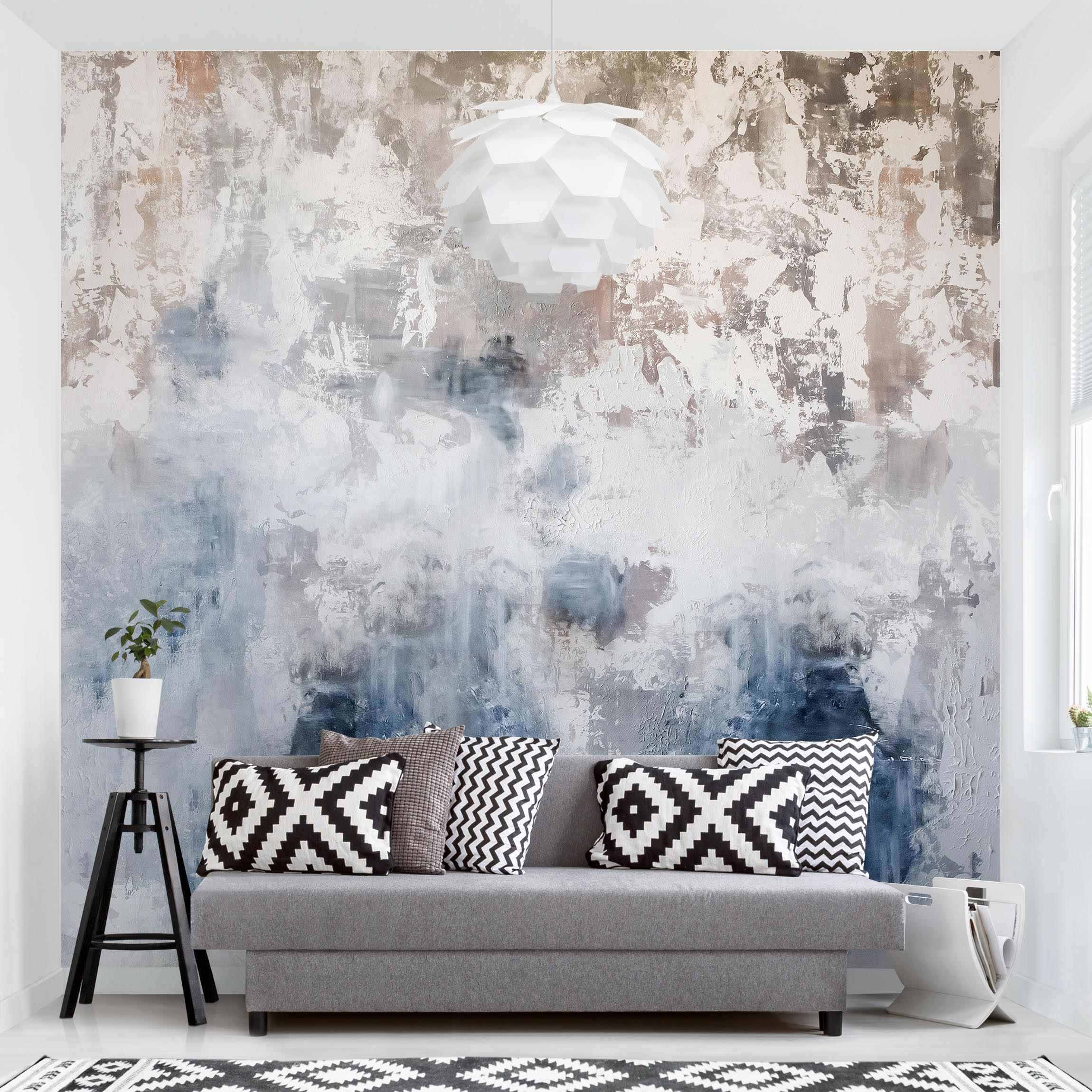 Papel pintado fotomural muro hormigón efecto piedra estampado industrial 320 - salón dormitorio cocina pasillo - tnt 192 x 192 cm adhesivo