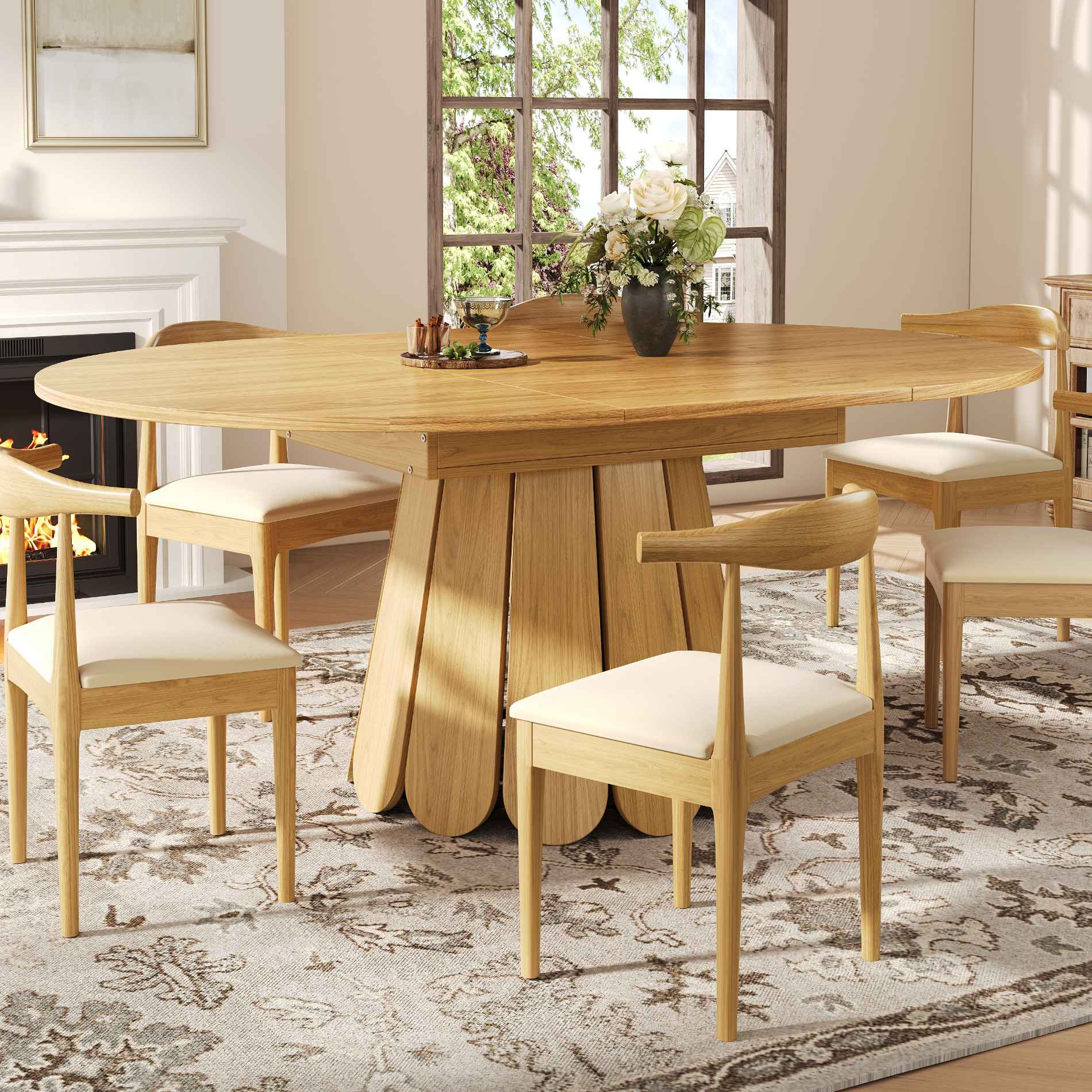Table Ronde Salon 70cm Buybyroom - Style Vintage Marron - Pour Cuisine, Salon, Bureau - MDF Robuste