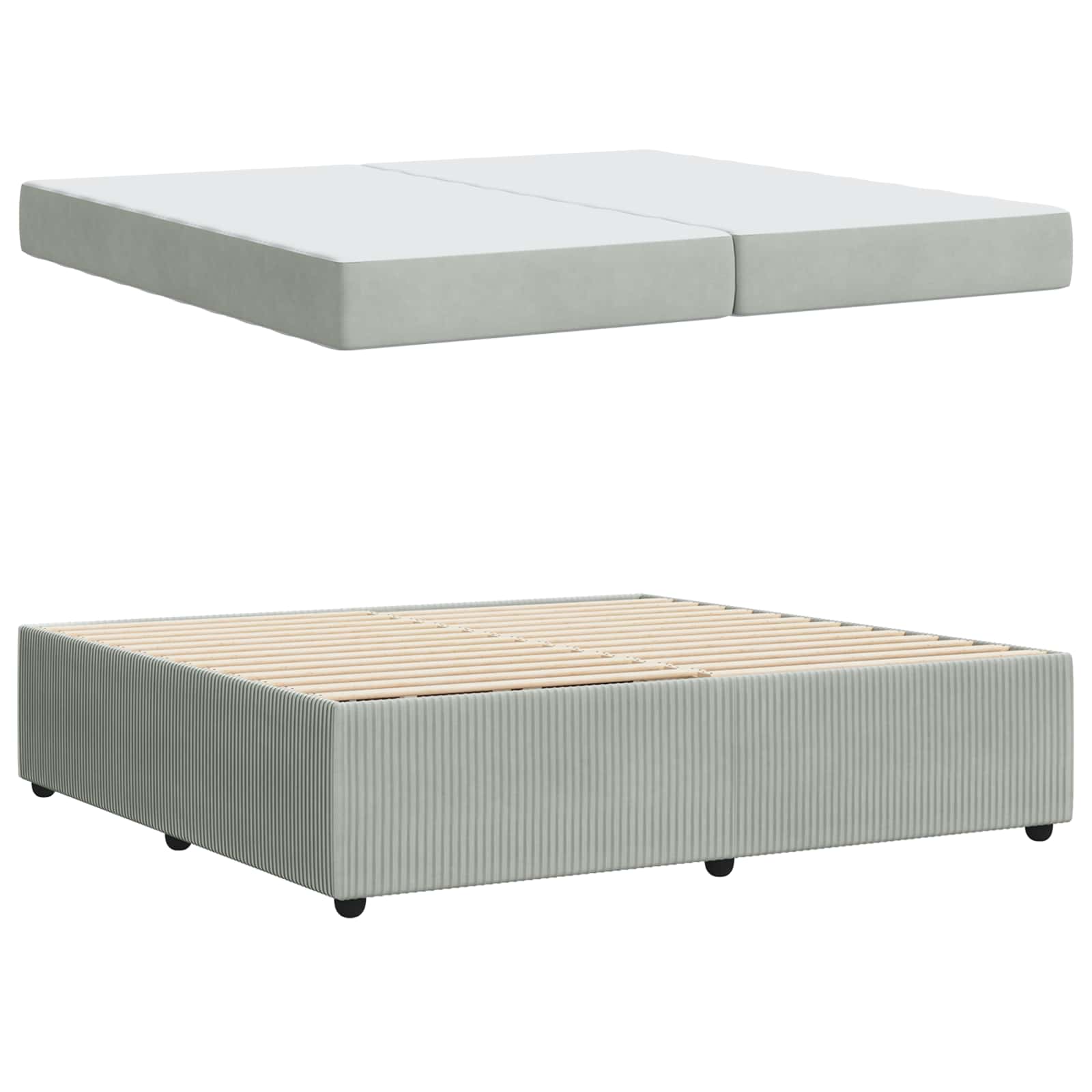 Cadre de lit gris clair, tissu, pour la chambre, 200 × 200 cm - 4