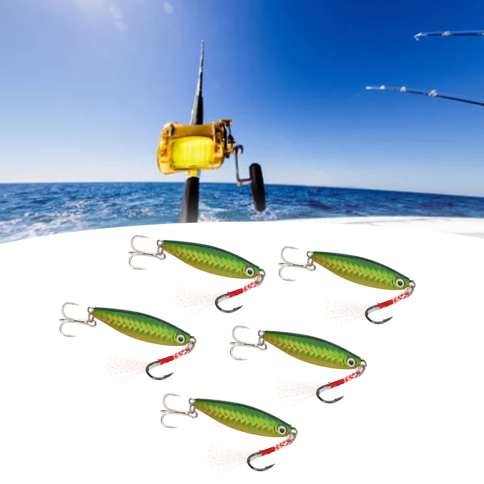 Lot de 5 leurres de pêche multi-articulés pour bar, truite, perche