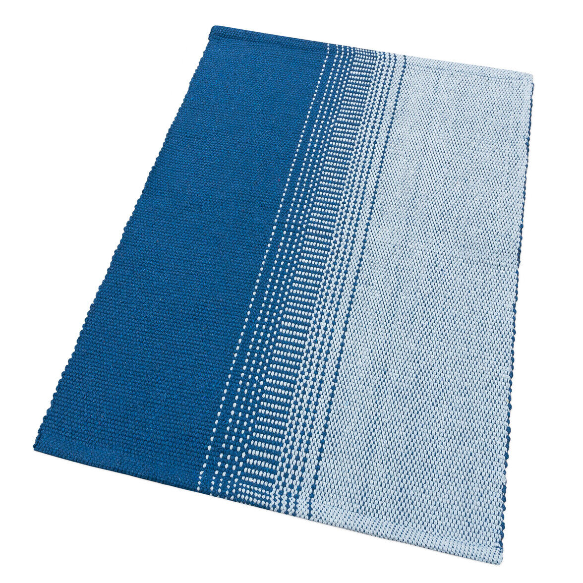 Alfombra de baño cocina 55x180 cm algodón puro suave absorbente lavable tejidas a mano azul