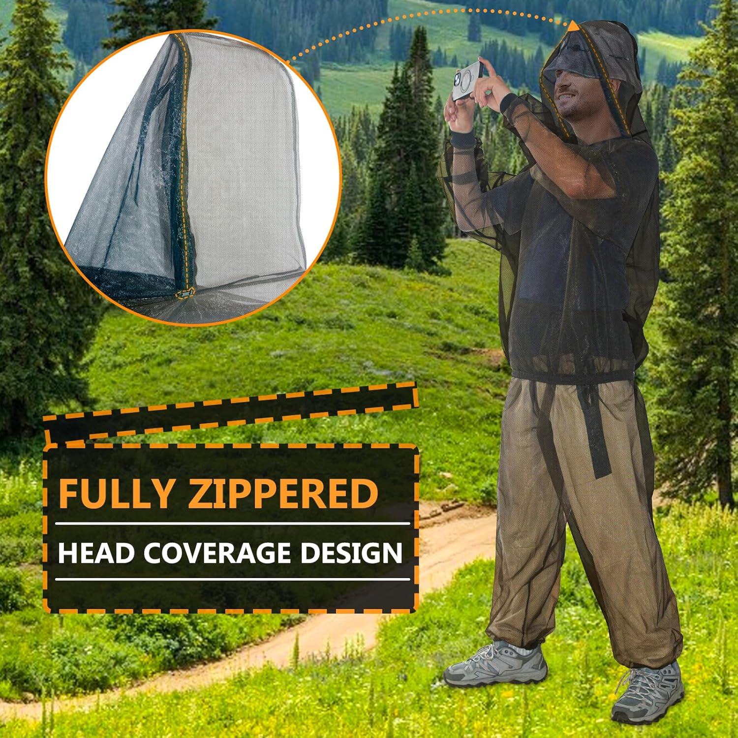 Tenue de Protection Contre les Moustiques, Pantalon et Veste en Maille pour Insectes avec Capuche - 4