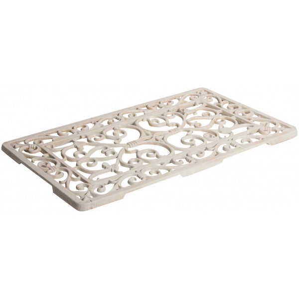 Biscottini home felpudo entrada 58x34x1.5cm | felpudo hierro fundido blanco grande | felpudo hierro fundido exterior