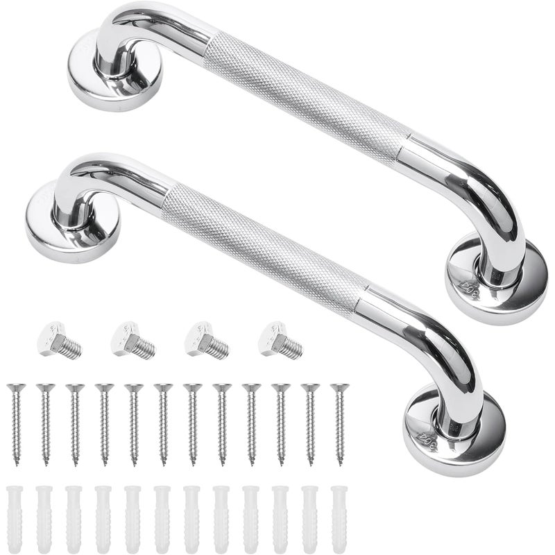 Uchwyty łazienkowe ze stali nierdzewnej 304 z antypoślizgowymi uchwytami do wanien, toalet i schodów (zestaw 2 szt.), 60 cm