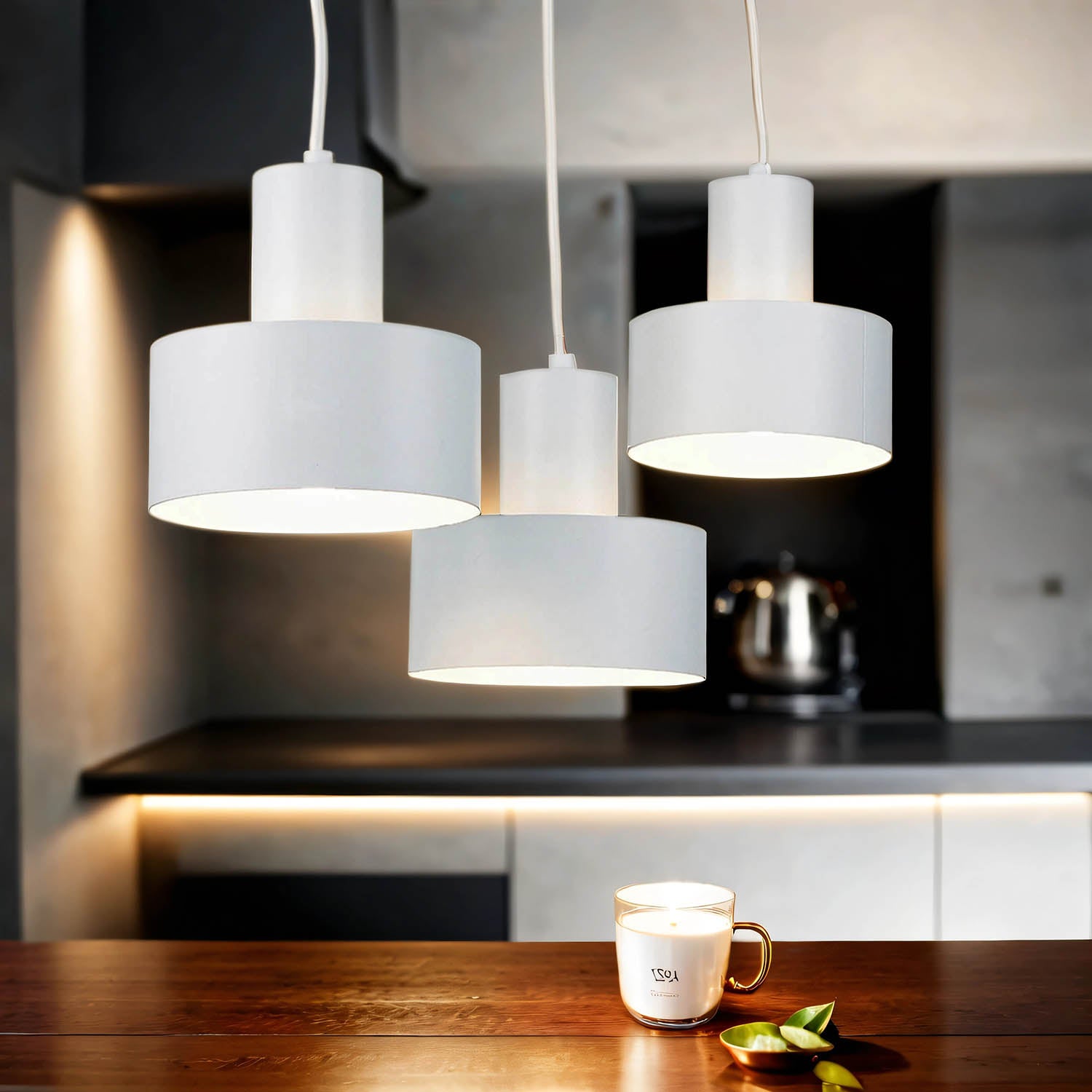 Suspension blanche 3 lampes en métal pour salon, salle à manger ...