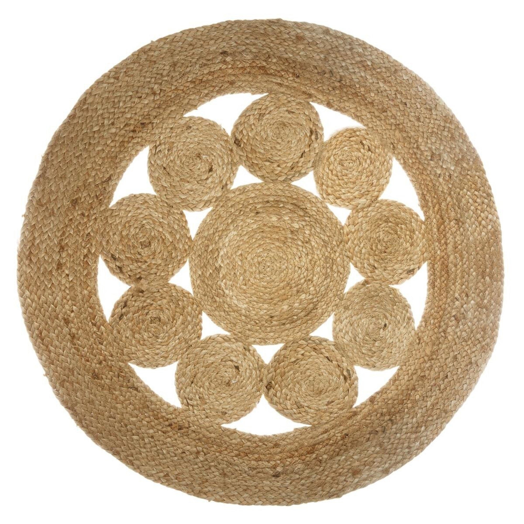 Scalpers home alfombra de yute calada d.80x0,5 cm, color beige
