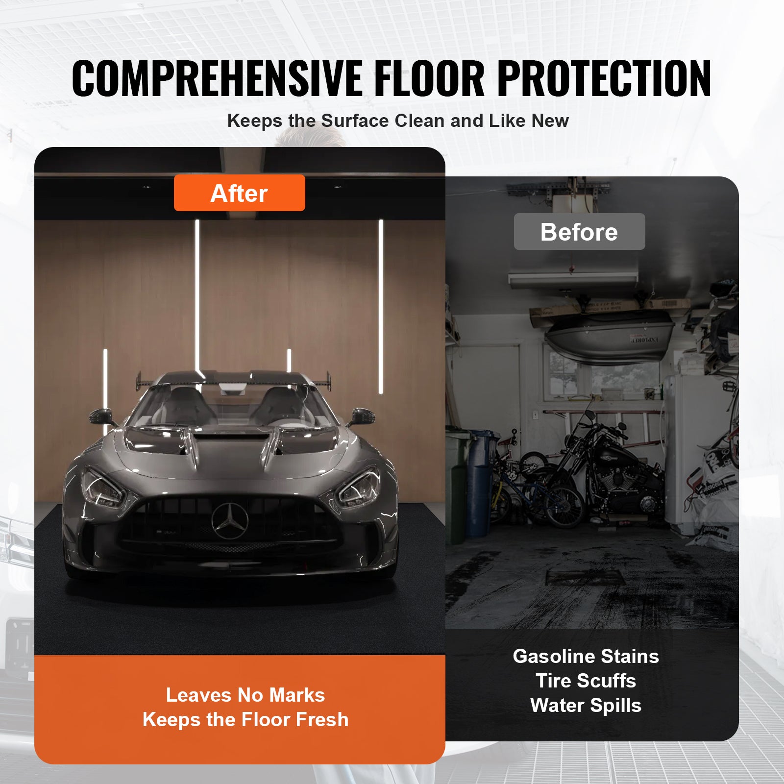 Tapis de Sol de Garage VEVOR 2011,7x2590,8x2,4 mm Tapis Protection Antidérapant Imperméable Eau Neige Pluie Boue Huile de Voitures avec,Divers Usages - 4