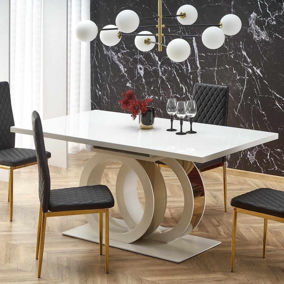 Mso  Mesa De Comedor Extensible Lacada En 160Cm Goma Blanco , Leroy Merlin