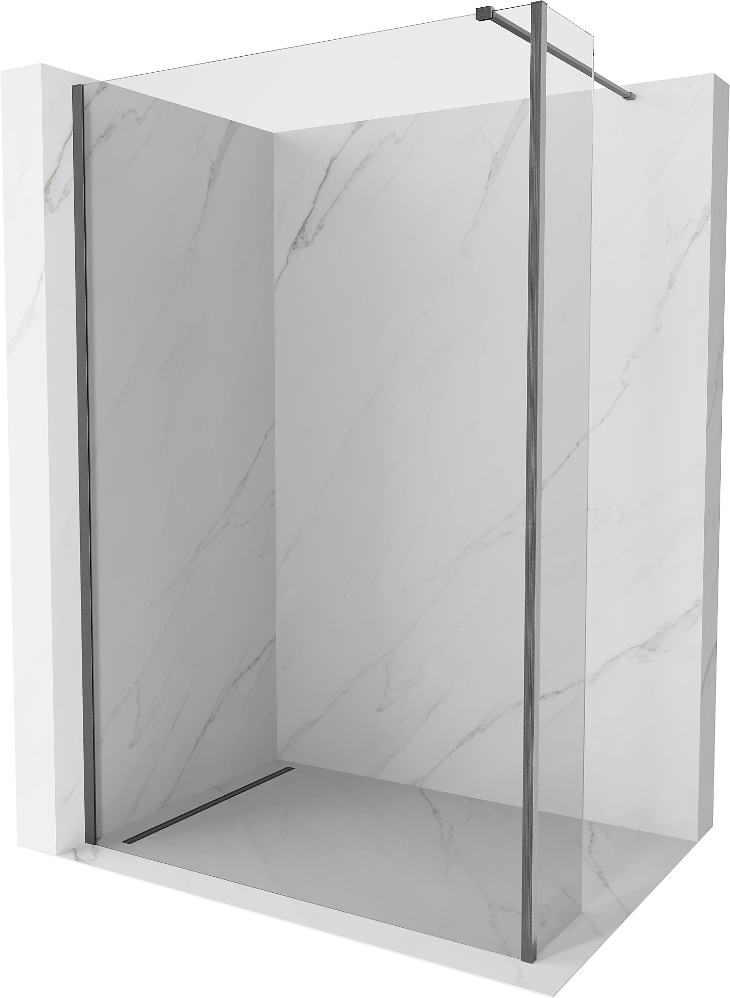 Mexen Kioto ścianka prysznicowa Walk-in 110 x 30 cm, transparent, gun gray szczotkowany - 800-110-212-66-00-030