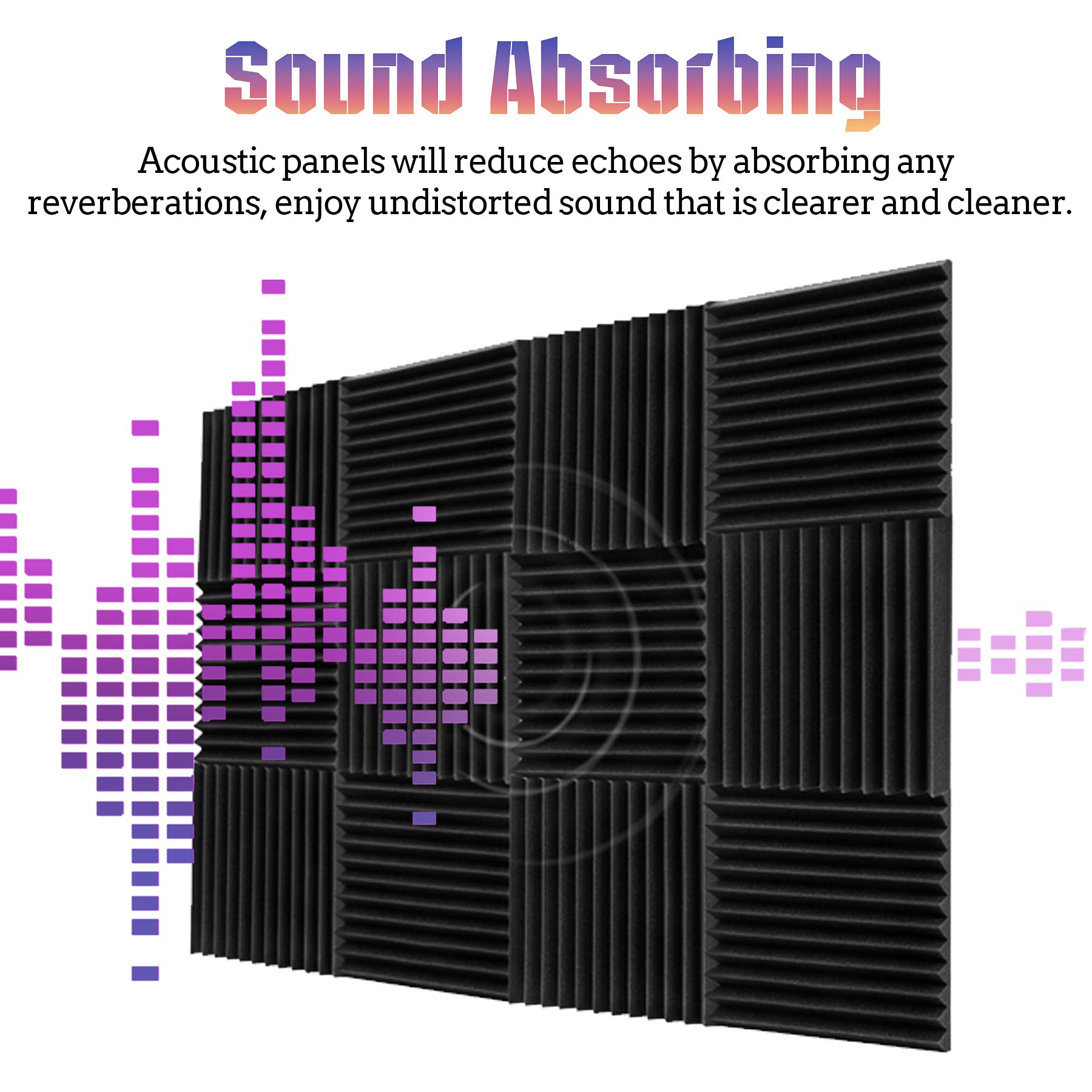 Paquete de 6 Paneles Acústicos, Paneles de Espuma Acústica 30 x 30 x 2,5 cm, Acolchado Insonorizado de Alta Densidad, Amarillo - 4