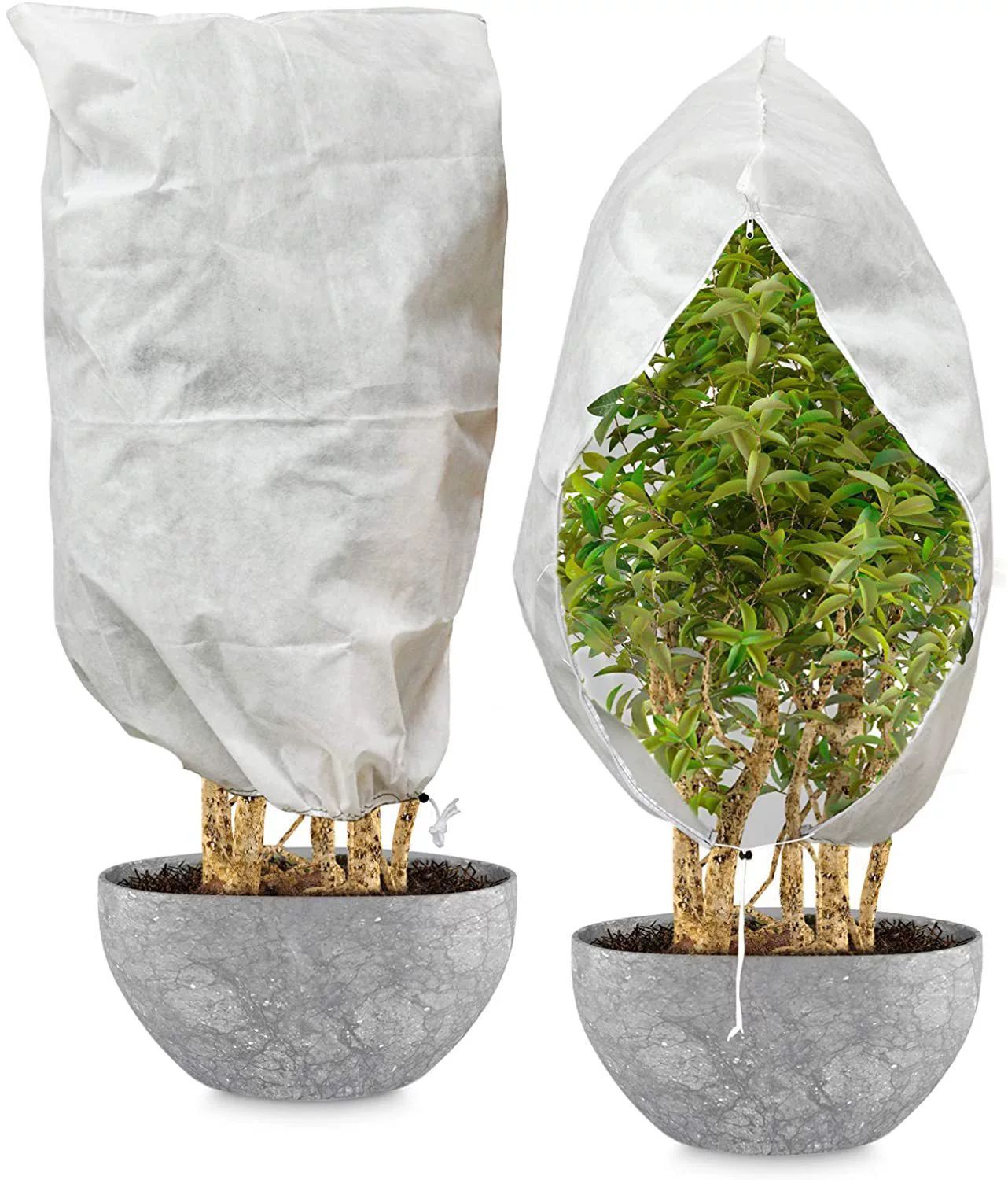 Biała osłona na rośliny, 200 cm x 240 cm, z zamkiem błyskawicznym i ściągaczem, jednoczęściowa, regulowana i wielokrotnego użytku, idealna do...