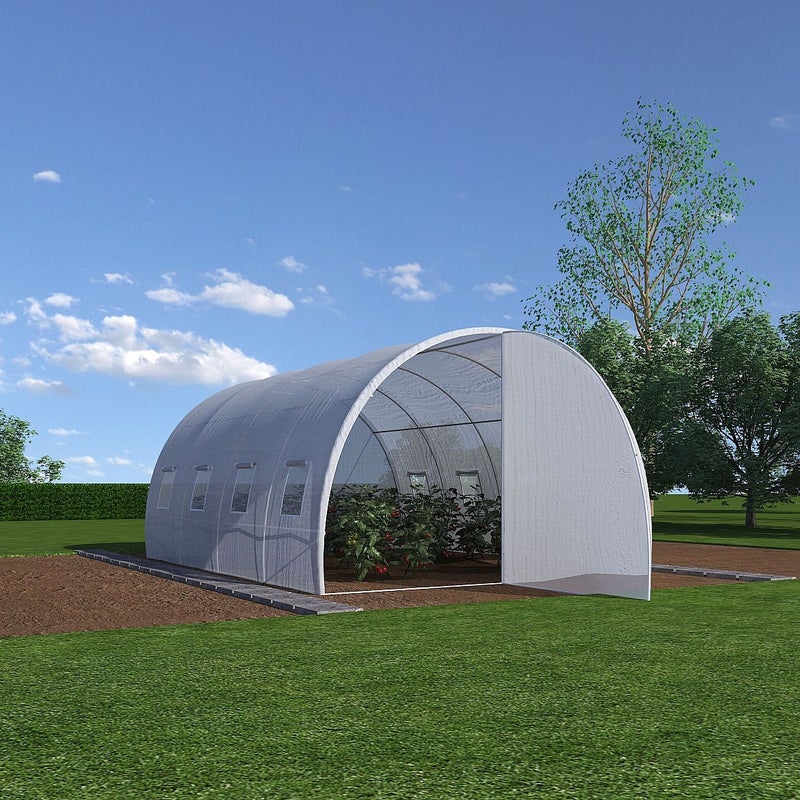 Szklarnia tunelowa o stalowej konstrukcji z drzwiami 12 m² - dł. 400 x szer. 300 x wys. 200 cm - ALOCASIA