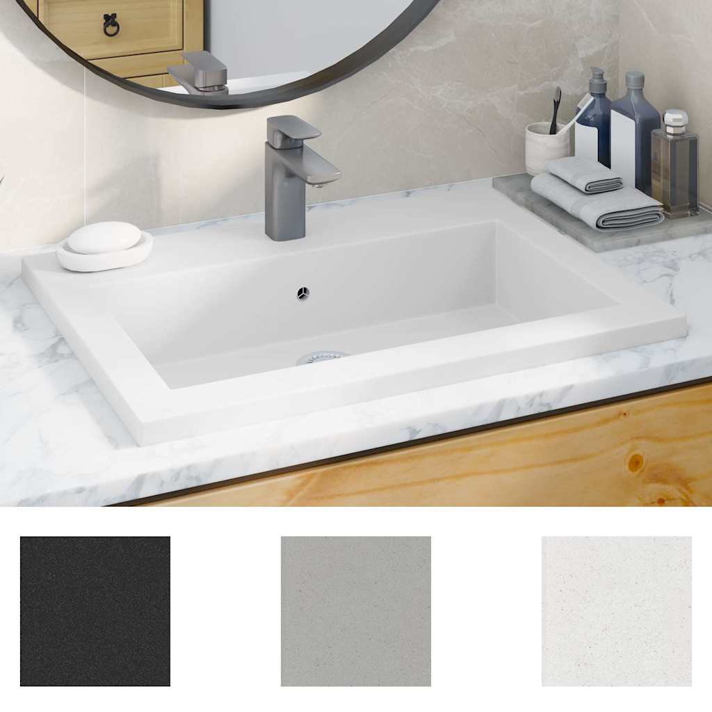 Lavatório de granito 600x450x120 mm branco vidaXL - 4