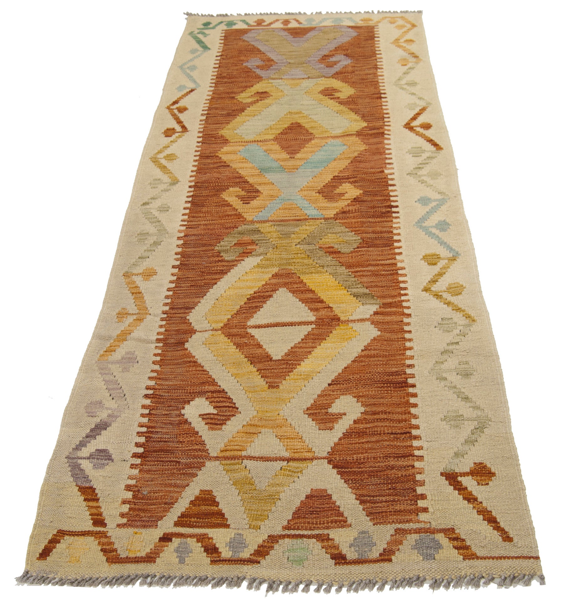 Oryginalny, ręcznie robiony kilim w stylu klasycznym, 200x77 cm