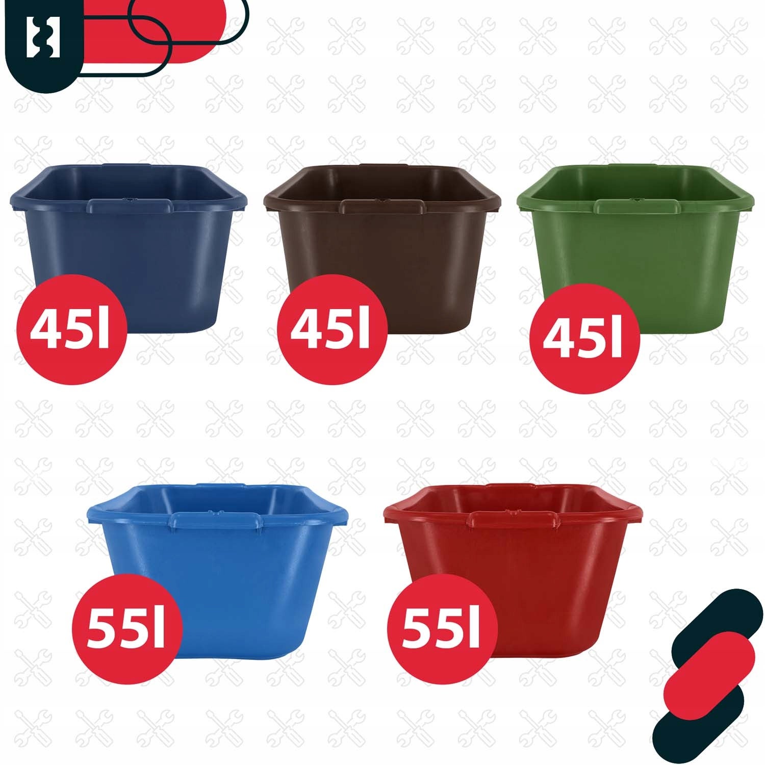 KOTARBAU® Bac à mortier rectangulaire pour jardin 45 L Marron Lot de 2 - 7