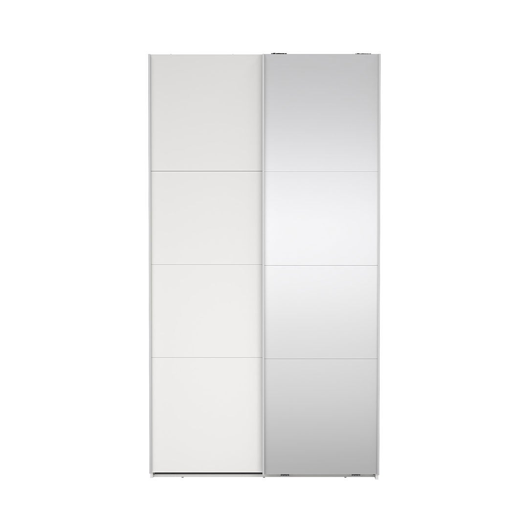 Catania szafa 221x119x67cm, 1 drzwi przesuwne, 1 drzwi przesuwne z lustrem biały.
