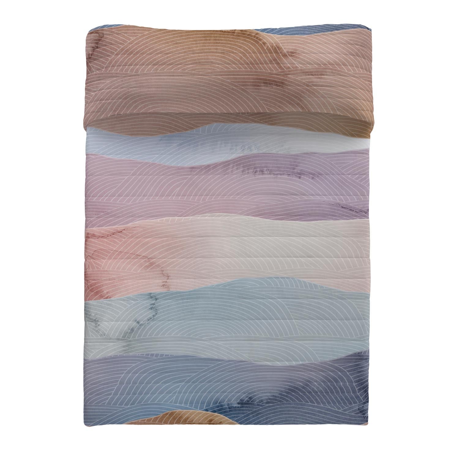 Sandal - Couvre-lit Bouti Imprimé - Microfibre - 70 grammes - Comprend couvre-lit bouti + 2 housses de coussin - Lit 140 (140x200) - Ocean Blue - 2